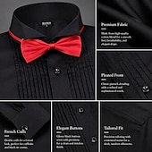 economico Camicie eleganti da uomo-camicia elegante da uomo in misto cotone, camicia da ballo nera e bianca