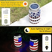 economico Illuminazione vialetto-Luci a mosaico impermeabili a forma di bandiera americana in due pezzi per il 250° anniversario dell'indipendenza degli Stati Uniti (4 luglio), perfette per esterni, patio, giardino, terrazza, scalini
