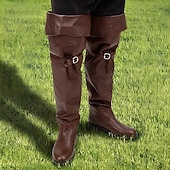 abordables Calzado-Medieval Renacimiento Zapatos Botas hasta la rodilla Botas planas de jazz Pirata Vikingo Cruzado Disfraz Hombre Celta Pirata Víspera de Todos los Santos Mascarada Rendimiento Fiesta y Noche LARP