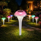 preiswerte Bodenlichter-1 Stück Solar-Gartenleuchte in Pilzform, wasserdicht, für Gartenwege, Rasen, Terrasse, Hof, Gehwege und Einfahrten, 2 Lichteffekte (weiß &amp; farbwechselnd).