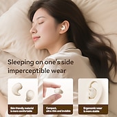 billige TWS True Wireless-hodetelefoner-Usynlige søvnørepropper for sidesovere, 2 par trådløse hodetelefoner i ett ladeetui, ultratynne mini Bluetooth-ørepropper for små ører, støydemping, LED-strømdisplay for iPhone og Android