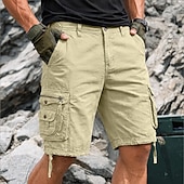 baratos Clássico-Homens Bermuda Cargo Shorts de trabalho Shorts de Trilha Perna Cordão Bolso multi 6 Bolso Tecido Curto Casual Esportes Para Noite Roupa de rua Clássico Azul Cáqui Sem Elasticidade