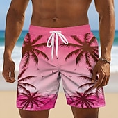 preiswerte Tropische Pflanzen &amp; Blumen-Herren Kokospalme Tropische Pflanzen Badehosen Badeanzüge Badeshorts Boardshorts Mittlere Taille Hawaiianisch Täglich Strandurlaub Seitentaschen Netzfutter Elastischer Kordelzug in der Taille Designer
