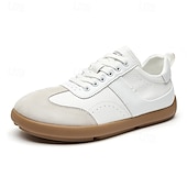 cheap Casual Lace-Up Shoes-Men's White Casual Sneakers Lace-Up Lightweight Comfort Walking Shoes Minimalist Low Top Footwear for Daily Wear, Travel, Weekend Outings and Smart Casual Style