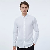 abordables Hauts &amp; Ensembles-Chemise noire de danse latine pour homme - Haut de scène à manches longues et coupe ajustée - Détails en satin - Costume salsa/tango/cha-cha
