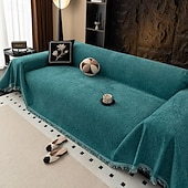 cheap Sofa Cover-Premium Chenille Sectional Sofa Towel - Elegant Solid Throw Cover - Anti-Slip Universal Furniture Slipcover for Year-Round Use