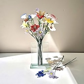 ieftine Flori Artificiale-floare din sticlă pentru luna nașterii, cadou floral din sticlă suflată manual pentru ziua de naștere, Ziua Mamei, iubită, cea mai bună prietenă, soră, bunică – cadou unic pentru ea, femei, set de