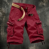 abordables Clásico-Hombre Pantalones tipo cargo Pantalón Corto Cargo Pantalón corto Pantalones cortos casuales Bolsillo Cintura elástica Color sólido Plano Longitud de la rodilla Casual Exterior Ropa de calle Moda Ropa