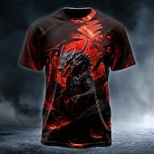  男性用 ドラゴン Tシャツ 半袖 Tシャツ 3Dプリント クルーネック シャツ ゴシック 暗い ストリート ダークパーティー ブルー ルビーレッド パープル オールシーズン 衣類 S M L XL XXL XXXL