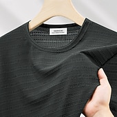 cheap Basic T shirts-Men's T Shirt Short Sleeve Shirt Tee Top Short Sleeve Crew Neck Summer Spring Solid Color Streetwear Stylish Leisure Hollow Out Casual Daily Outdoor Blue Dark Grey Black Top Tee for Men