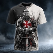  Hombre Caballeros templarios Cruz Camiseta Manga Corta Camiseta Impresión 3D Cuello Barco Camisa Religioso Calle Fiesta oscura Blanco Todas las Temporadas Ropa S M L XL XXL XXXL