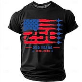  4th of July 2026 250th Men's US Flag 1776 T Shirt Short Sleeve T shirt 3D Print Crew Neck Shirt Patriotic Daily Festival Black White Green Summer Spring Clothing Apparel S M L XL XXL XXXL