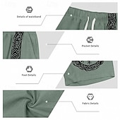 economico Vacanza-Per uomo Shorts Shorts di Lino Pantaloncini Estivi Shorts da Spiaggia Coulisse Elastico in vita Stampato Geometrico Comodità Traspirante Lunghezza al ginocchio Quotidiano All'aperto Ferie Vacanza Moda