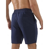 お買い得  休日-男性用 リネンショーツ サマーショーツ ビーチショーツ ドローストリング 弾性ウエスト 平織り 平織り 履き心地よい ライトウェイト 膝丈 カジュアル 日常 ビーチ ファッション シック・モダン ブルー ブラック 伸縮性なし