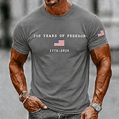 baratos Camisetas Patrióticas 250-2026 250º Camiseta Masculina com a Bandeira dos EUA 1776 Camiseta de Manga Curta Estampa 3D Decote Redondo Patriótica Diário Festival Azul Preto Branco Roupas de Verão e Primavera S M L XL XXL XXXL