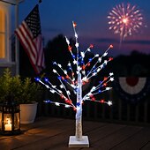 abordables Luces decorativas-Árbol de Navidad con luces LED de la bandera estadounidense para el 250 aniversario del 4 de julio, con los colores rojo, blanco y azul. Lámpara decorativa LED para interiores. &amp;al aire libre, sala de