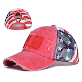 preiswerte U.S. 250. Jahrestag-Bold Freedom Ponytail Cap, patriotische Baseballkappe mit Used-Look und amerikanischer Flagge für Damen, Trucker-Cap aus gewaschener Baumwolle, verstellbarer Sonnenhut mit Klettverschluss zum 250.