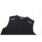 お買い得  ジム用タンクトップ-男性用 戦車 ノースリーブ クルーネック 夏 平織り スポーツ＆アウトドア ソークオフ 反射ストリップ スポーツ ジム ブラック ホワイト ピンク メンズトップTシャツ