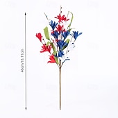  July 4th Patriotic Outdoor Decoration, 6pcs Red, White & Blue Artificial Flowers, Outdoor Faux Floral Arrangements for Independence Day, Memorial Day, Anniversary, Courtyard, Porch, Dining Table