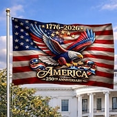  Флаг США к 250-летию независимости, легкий однослойный патриотический флаг для использования на открытом воздухе, памятный флаг Дня независимости Америки 1776-2026.