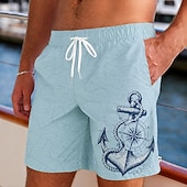 cheap Retro Vintage &amp; Ethic-Men's Anchor Swim Trunks Bathing Suits Swim Shorts Board Shorts Mid Waist Vintage Daily Beach Vacation Wear Side Pockets Mesh Lining Elastic Drawstring Waist Designer Clothing Apparel