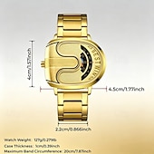 abordables Quartz Watches-Men's Luxury Gold Watch Creative Unique Design Rolling Disc Dial Futuristic Cyberpunk Style Stainless Steel Band Waterproof Fashion Cool Casual Wristwatch Gifts for Men