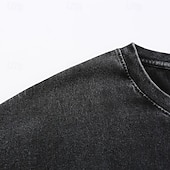 cheap Basic T shirts-Men's Cotton T Shirt Washed Shirt Tee Top Short Sleeve Crew Neck Summer Spring All Seasons Solid Color Plain Retro Vintage Distressed Pocket Garment Dyed Washed Casual Vacation Street Light Blue