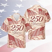  4 luglio 2026 250° Per uomo Bandiera Americana Camicia Camicia Estiva Camicia con Bottoni Manica Corta Patriotico Quotidiano Abbigliamento casual alla moda Estate Primavera Collo ripiegato Stampa 3D