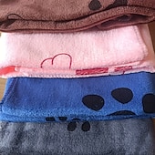 abordables Herramientas de baño-Toallas de secado rápido para mascotas, paquete de 4, colores aleatorios, de poliéster suave y absorbente, ideales para el baño de perros medianos, con diseño de huellas de patas.