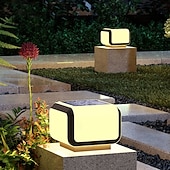 رخيصةأون ضوء البريد-عمود إنارة يعمل بالطاقة الشمسية للاستخدام الخارجي، هيكل مصباح من الفولاذ المقاوم للصدأ بمعيار IP65 وغطاء مصباح من البولي إيثيلين، مصباح LED أبيض دافئ 3000 كلفن، يُثبت على عمود أو سطح خارجي مسطح للحديقة والفناء والشارع