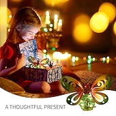 voordelige Pathway Lights &amp; Lanterns-Set van 2 hangende lantaarns op zonne-energie met vlindermotief, waterdichte metalen tuindecoratie met lichtslingers. &amp;Lente vleugels, groene vlinder solar lantaarns voor terras, tuin, veranda,