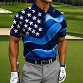  4th of July 2026 250th Men's American US Flag Golf Sports Polo Shirts Short Sleeve Polo Shirts Collared Shirts Casual Athleisure Daily Wear Festival Wear 3D Print Buttons Breathable Mesh Summer Spring