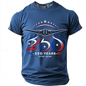  4 iulie 2026, a 250-a aniversare Bărbați Αστέρι 1776 Tricou Manșon scurt Tricou Tipărire 3D Stil Nautic Cămașă Patriotic Zilnic Festival Albastru piscină Negru Albastru Închis Vară Primăvară
