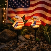 voordelige 250e Jubileumverlichting-2 stuks adelaar solar tuinverlichting, Amerikaanse vlag LED-prikkers voor buiten, 250e jubileum, 4 juli, Onafhankelijkheidsdag, waterdichte Amerikaanse vlag, geschikt voor tuin, terras, gazon, pad en feestelijke decoratie.