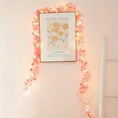 economico Luci solari da esterno-Luci a LED a filo di rame con simulazione di fiori di ciliegio rosa, alimentate a energia solare, lunghezza 2 m/5 m, ideali per matrimoni, feste di Natale, decorazioni per la casa, balconi, giardini,