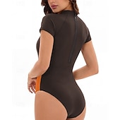economico Rash Guards Interi-Per donna Costume da Bagno Rash Guard Costume da bagno Costumi da bagno sportivi Geometrico Patchwork Gamba corta Protezione Solare UV Asciugatura Rapida Alta elasticità Manica Corta Costume da Bagno