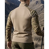 economico Cime-Per uomo Felpa Polo cima dell'escursionismo Manica Lunga Collo alla coreana Top Esterno Asciugatura Rapida Leggero Elastico Traspirante Primavera Autunno Zip a un quarto Pullover Poliestere Mimetico