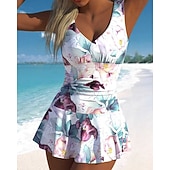 halpa One Pieces Rash Guards-Naisten Uimapuku Uimamekot valtameri Painettu V-aukko Punnerrus UV suoja Kevyt Mukava Hihaton Uima-asut Uimapuku Lainelautailu Hiekkaranta Uinti Kesä