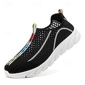 cheap Slip-On Casual Shoes-Men's White Slip-On Casual Sneakers Lightweight Breathable Comfort Walking Shoes Soft Low Top Footwear for Daily Wear, Travel, Commuting and Weekend Outings