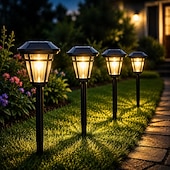 olcso Pathway Lights &amp; Lanterns-4 db napelemes kerti lámpa, kültéri vízálló ösvényvilágítás udvarra, gyepre, teraszra, virágágyásba, villába, nyári partira, kempingezéshez, tájdekorációhoz