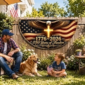 cheap Fan Bunting-1776-2026 USA 250th Anniversary Bunting Half Round Fan Flag, Patriotic American Outdoor Bunting Banner for House, Porch, Yard, or Independence Day Decoration