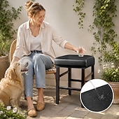 billige Sofa trekk-Vanntett rektangulært ottomantrekk i pu-skinn - elastisk trekk til servantkrakk, oljebestandig &amp;vaskbar beskyttelse til benkekrakk, trekk til salsete