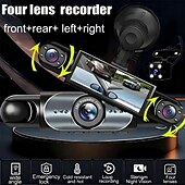 economico DVR per auto-Telecamera da cruscotto a 3 canali per abitacolo anteriore e posteriore, telecamera per auto tripla 1080p con obiettivo girevole, telecamera da cruscotto HD per auto, sensore G, registrazione in loop,