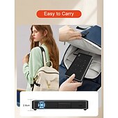 abordables Projecteurs-Mini projecteur DLP intelligent sous Android, décodage 4K HD, compatible 3D, projecteur de poche portable avec Wi-Fi 5 GHz et Bluetooth, correction trapézoïdale, commande tactile, trépied et