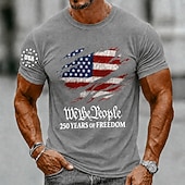  T-Shirt a Maniche Corte Collo Girocotolo Grafica Bandiera Americana Patriottica 1776 2026 per il 250° Anniversario Top Estivo Street