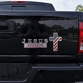 billiga U.S. 250-årsjubileum-2-pack välsignad Jesus-utgåva korsemblem metallmärke, kristen tro bilemblemklistermärke, krom 3D-bildekal för lastbil SUV motorcykel, religiöst korsemblem exteriöra tillbehör present till män kvinnor
