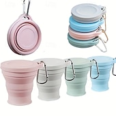 baratos Recreação ao Ar Livre-Conjunto de 3/6 copos dobráveis de silicone para uso externo com mosquetão, copos de bebida dobráveis, copos de água criativos e práticos com tampa de silicone multiuso.