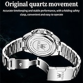 economico Orologi al quarzo-Orologio cronografo da uomo Olevs di lusso con quadrante verde, bicolore in acciaio inossidabile, fasi lunari, impermeabile, luminoso, analogico al quarzo, orologio da polso da uomo con quadrante
