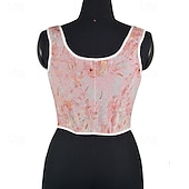 cheap Tops-Medieval Renaissance Cottagecore Corset Overbust Corset Bodice Lace up Floral Fancy Dress Women's Fantasy Halloween Carnival Casual Daily Renaissance Fair LARP Adults' Corset Spring &amp; Summer