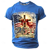  4 luglio 2026 250° Per uomo Bandiera degli Stati Uniti 1776 Maglietta Manica Corta maglietta Stampa 3D Girocollo Camicia Patriotico Quotidiano Festival Blu Nero Bianco Estate Primavera Abbigliamento